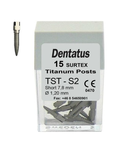 Surtex Pernos Titanio TST Corto 7,8mm. Reposición 15 uds. de Dentatus