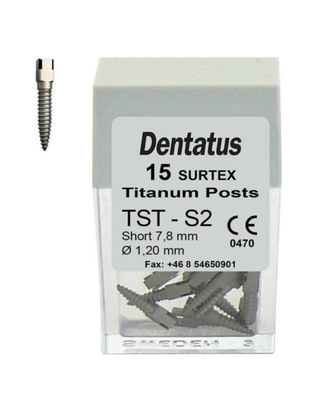 Surtex Pernos Titanio TST Corto 7,8mm. Reposición 15 uds. de Dentatus