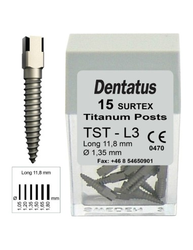 Surtex Pernos Titanio TST Largo 11,8mm. Reposición 15 uds. de Dentatus