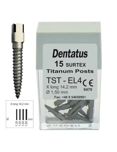 Surtex Pernos Titanio TST Extra Largo 14,2mm. Repon 15u. de Dentatus