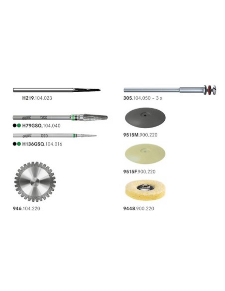 Set Completo para Provisionales Fresas y Pulidores 7 unidades