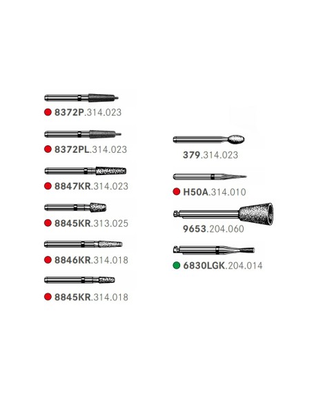Kit 10 Fresas Diamante FG Preparación Cerámica con Punta Guiada