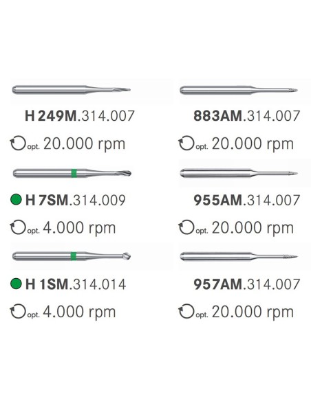 Kit Micropreparación Cavidades 6 Fresas TC y Diamantadas