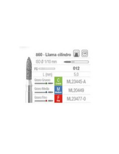Fresa Diamante Llama Cilindro Corta 860 FG 012 5 uds. de Medicaline 2