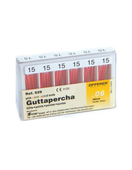 Puntas de Guttapercha Conicidad .06 ISO Caja 60 Unidades
