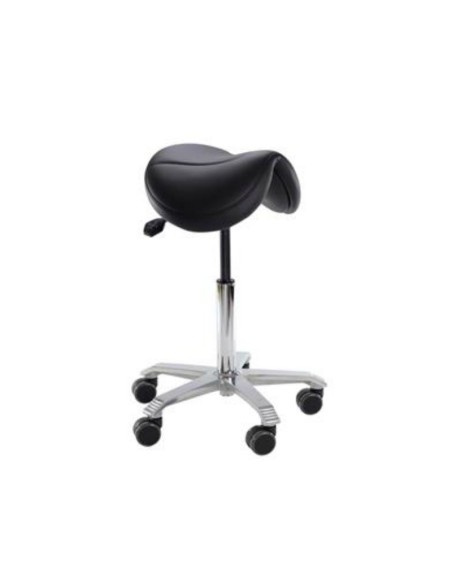 Taburete Jumper Asiento Ancho Inclinación Ajustable 5 Ruedas Negro