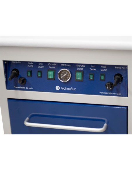 Mesa de Trabajo Metálica 2 Puestos con Aspiradores y Lámparas