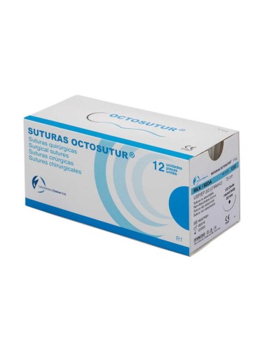 Octosutur Sutura Seda Aguja 1/2 Círculo Triangular Trenzada Negra 12uds