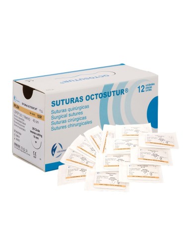 Octosutur Sutura Nylon 3/8 Cír. Tri. 5/0 16mm Hebra 45cm Azul No Absor. 12u.