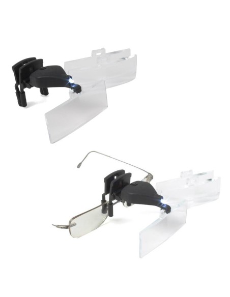 Lupa Binocular Con Pinza, LED y 3 Lentes