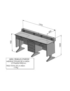 Mesa de Trabajo Metálica 2 Puestos con Aspiradores y Lámparas 2