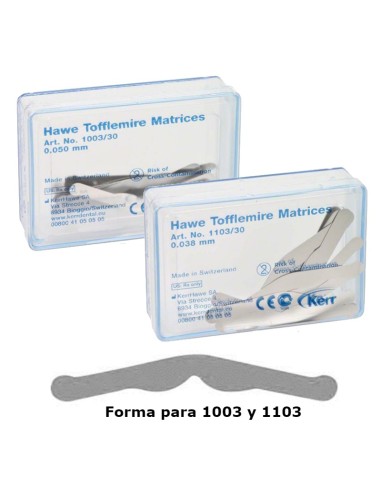 Hawe Matrices Tofflemire Anatómica 30 unidades