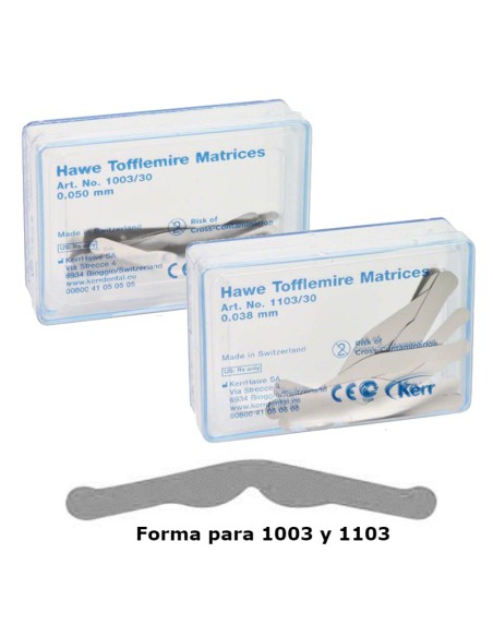 Hawe Matrices Tofflemire Anatómica 30 unidades