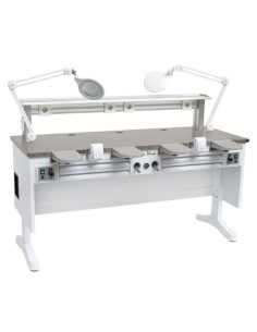 Puesto de Trabajo Doble Max Work Twin Inox con 2 Aspiradores y 2 Lámparas