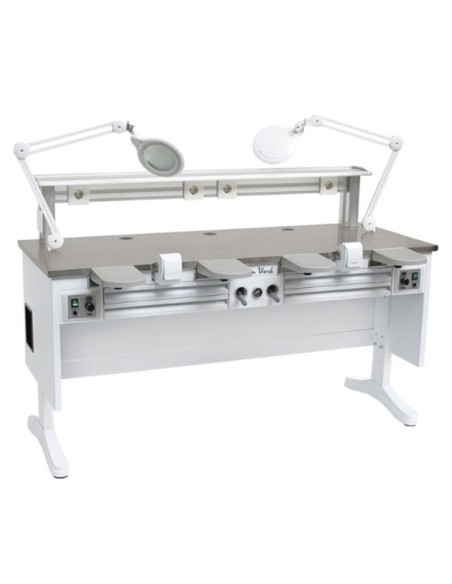 Puesto de Trabajo Doble Max Work Twin Inox con 2 Aspiradores y 2 Lámparas