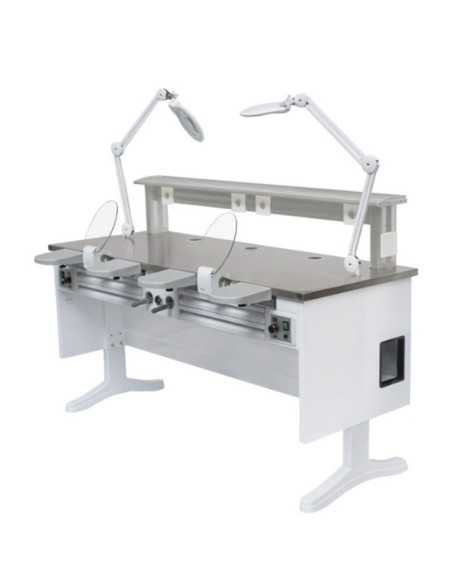 Puesto de Trabajo Doble Max Work Twin Inox con 2 Aspiradores y 2 Lámparas