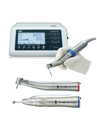 Pack 14 NSK Surgic Pro LED Motor Cirugía, Contraángulo SG93L y Pieza de Mano SG65L