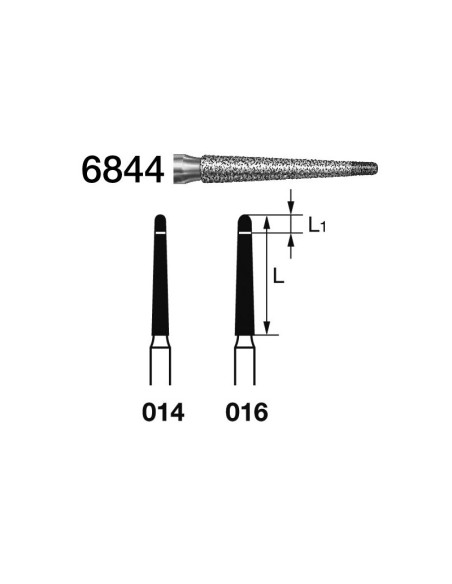 Fresa Diamante FG 6844.314 Clínica Cónico Largo 5 uds