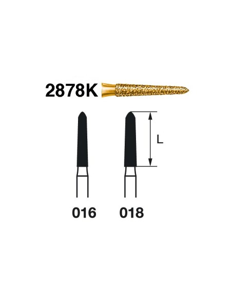 Fresa Diamante FG 2878K.314 Serie 2000 Clínica Torpedo 5 uds
