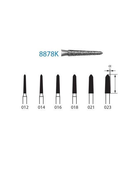 Fresa Diamante FG 8878K.314 Torpedo Clínica 5 uds