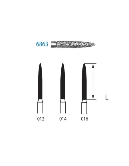 Fresa Diamante 6863.314 FG Clínica Llama Grueso 5 uds