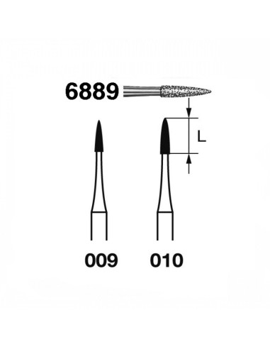 Fresa Diamante 6889.314 FG Clínica Grueso Aguja 5 uds