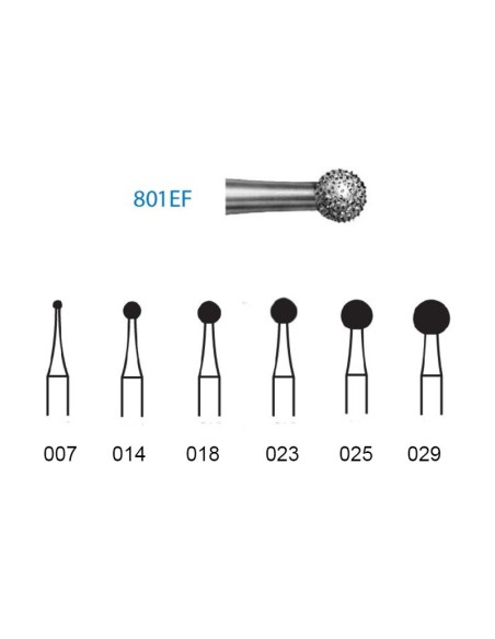 Fresa Diamante Clínica 801EF.314 Extra Fino Redonda 5 uds