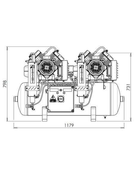 Compresor Tandem 2 Cilindros 2 Secadores de Aire 150L Mod. AC400