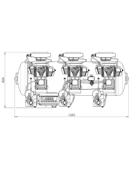 Compresor 3 Motores 3 Cilindros 3 Secadores de aire 300L AC900