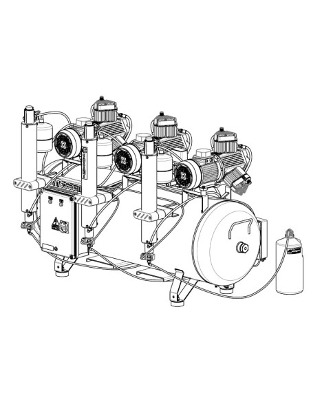 Compresor 3 Motores 3 Cilindros 3 Secadores de aire 300L AC900