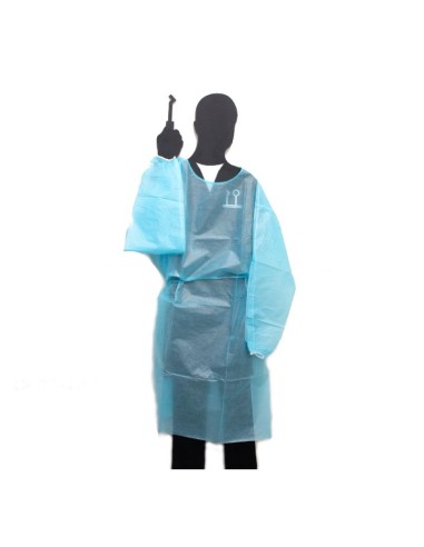 Bata Impermeable Protección Desechable 115cm Azul 10 uds