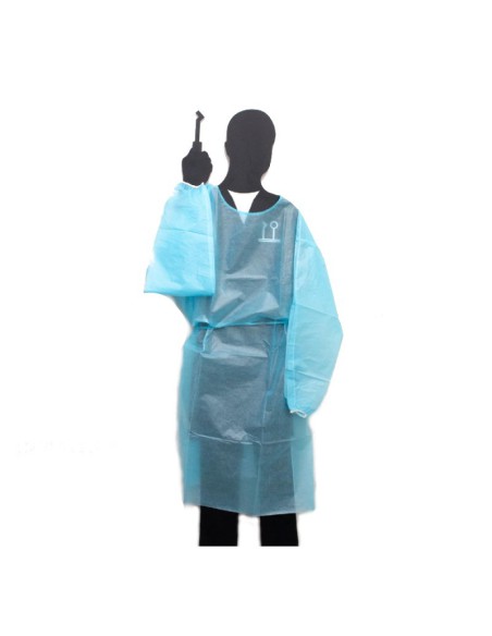 Bata Impermeable Protección Desechable 115cm Azul 10 uds