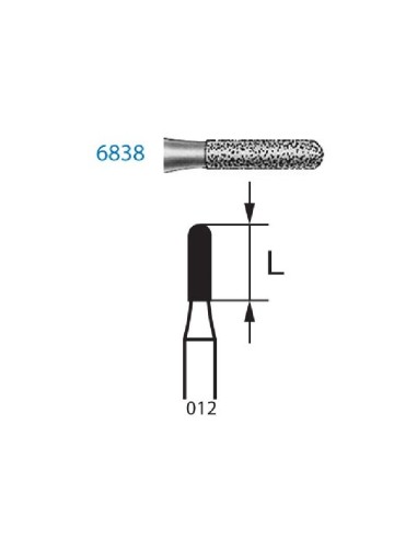 Fresa Diamante FG 6838.314.012 Clínica Cilindro Corto 5 uds Komet