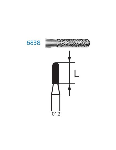 Fresa Diamante FG 6838.314.012 Clínica Cilindro Corto 5 uds Komet