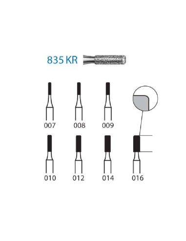 Fresa Diamante 835KR.314 FG Clínica Cilindro Redondeado 5 uds Komet