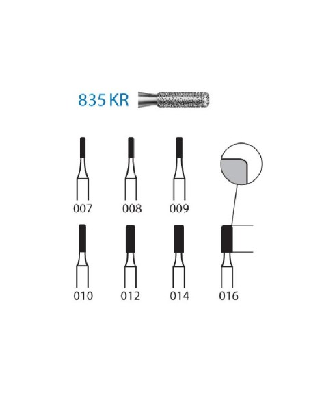 Fresa Diamante 835KR.314 FG Clínica Cilindro Redondeado 5 uds Komet