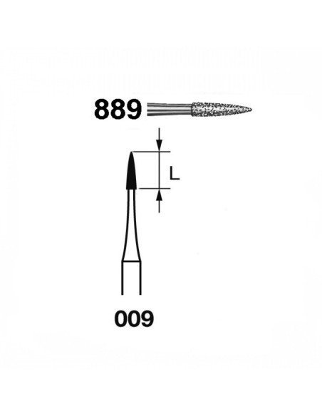 Fresa Diamante 889.314.009 FG Clínica Aguja 5 uds Komet