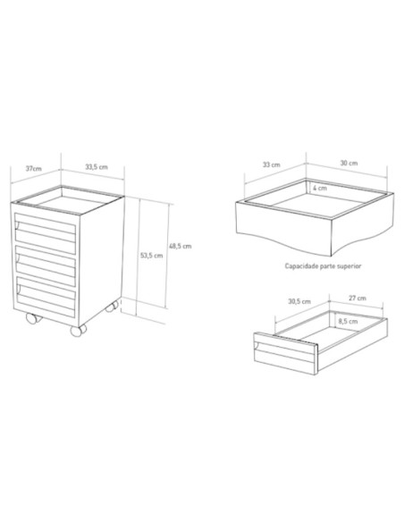 Cajonera Móvil para Puesto de Trabajo Unit-Work 3 Cajones Bader