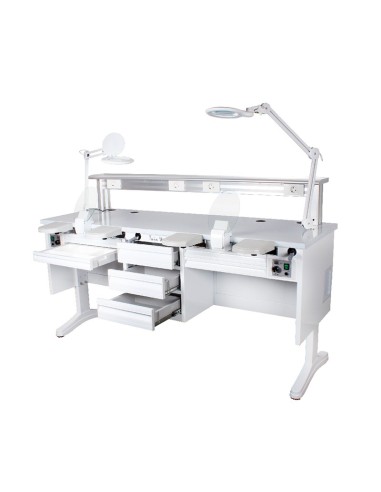 Puesto de Trabajo Doble con 2 Aspiradores y 2 Lámparas Bader