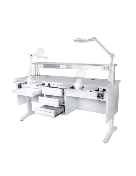 Puesto de Trabajo Doble con 2 Aspiradores y 2 Lámparas Bader