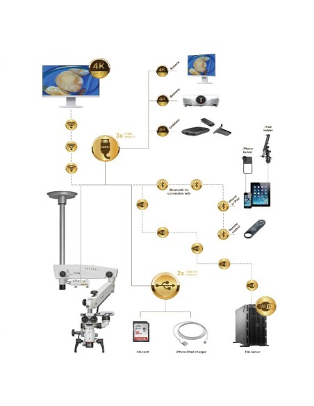 Microscopio Dental PRIMA DNT Premium Nuvar 10 Soporte Techo Labomed