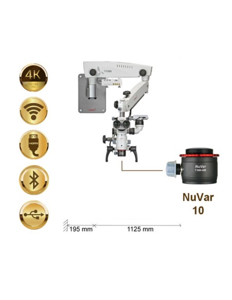 Microscopio Dental PRIMA DNT Premium Nuvar 10 Montaje a Pared Labomed