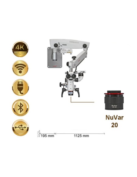 Microscopio Dental PRIMA DNT Premium Nuvar 20 Montaje a Pared Labomed