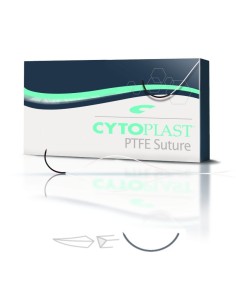 Cytoplast Sutura PTFE No Reabsorbible, Aguja 3/8 Corte Reversible, 3-0, Hebra 45cm Osteogenics