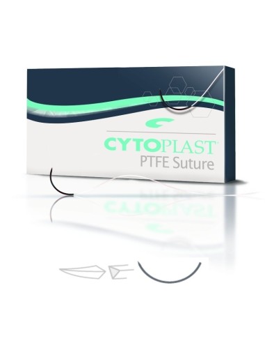 Cytoplast Sutura PTFE No Reabsorbible, Aguja 3/8 Corte Reversible, 3-0, Hebra 45cm Osteogenics