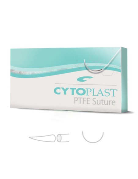 Cytoplast Sutura PTFE No Reabsorbible, USP 4-0, Aguja 1/2 Punta Cónica 13 mm, Hebra 45cm, Caja 12 uds Osteogenics