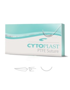 Cytoplast Sutura PTFE No Reabsorbible, USP 5-0, Aguja 3/8 Corte Reversible Premium 13 mm, Hebra 45cm, Caja 12 uds Osteogenics