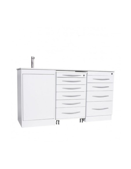 Conjunto Mobiliario Triple Módulo con Encimera, Grifo Automático y Lavabo Izquierda Bader