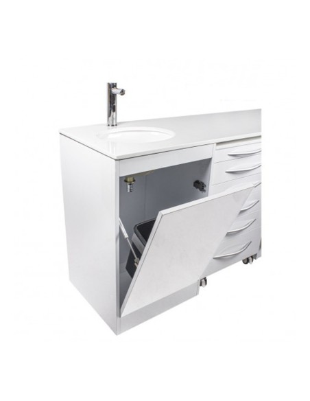 Conjunto Mobiliario Triple Módulo con Encimera, Grifo Automático y Lavabo Izquierda Bader