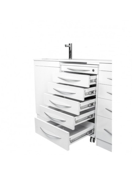 Conjunto Mobiliario Triple Módulo con Encimera, Grifo Automático y Lavabo Izquierda Bader